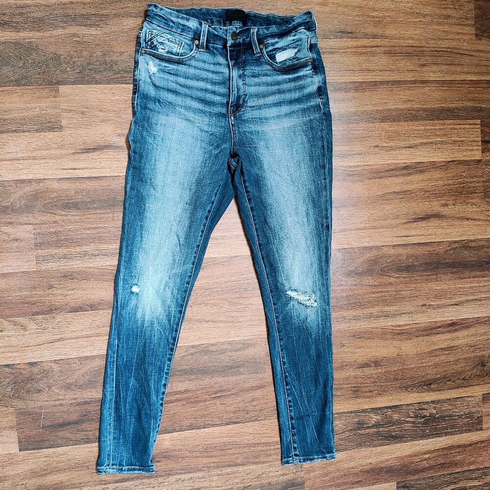 Buckle Black Jeans Womens Size 29 Ankle Skinny Distressed Fray Medium Wash